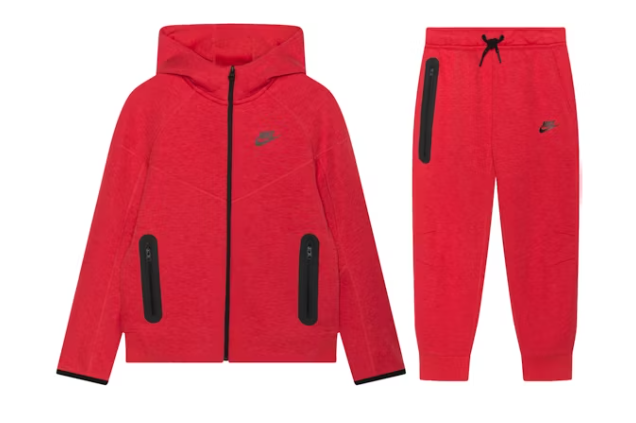 Nike Sportswear Tech Fleece Full-Zip Hoodie & Joggers Set Light University Red Heather Black Black
