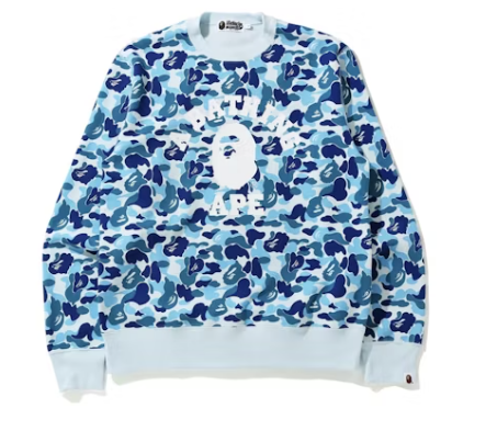 BAPE ABC Camo College Wide Crewneck Blue
