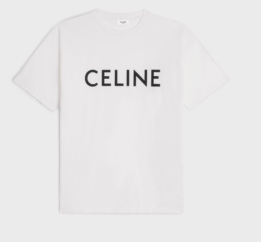 Celine White & Black Logo T-Shirt White