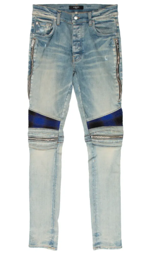 Amiri MX2 Blue Plaid Jeans Clay Indigo