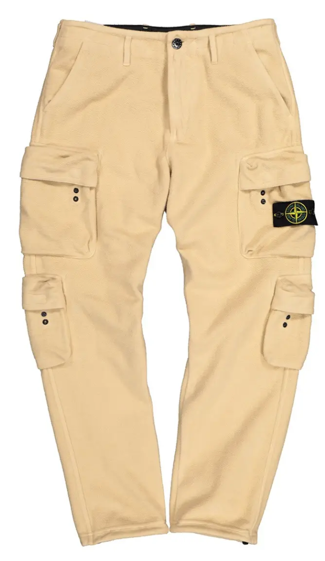 Stone Island Beige Cargo Pants Cotton Wool Sweatpants