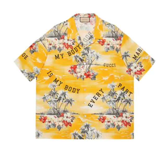 Gucci Printed Bowling Shirt Yellow/Red