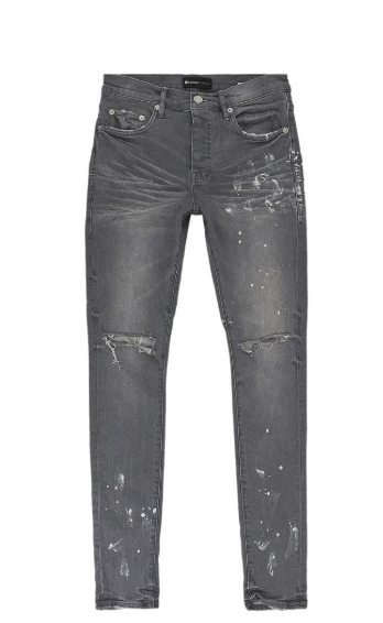 PURPLE BRAND Worn Knee Slit Skinny Jeans Grey