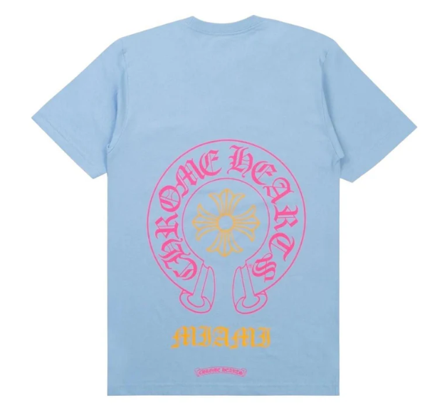 Chrome Hearts Miami Art Basel Horseshoe Logo T-Shirt Blue
