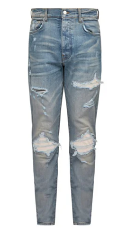 Amiri MX1 White Leather Patch Jeans Clay Indigo