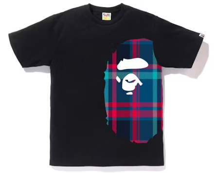 BAPE Check Side Big Ape Head Tee Black/Navy
