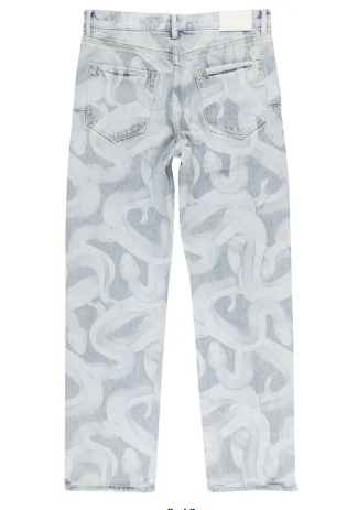 Purple Brand Straight Leg Jeans Snake Print Light Indigo