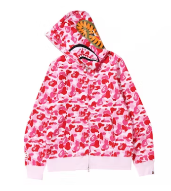 BAPE ABC Camo Shark Full Zip Hoodie Pink