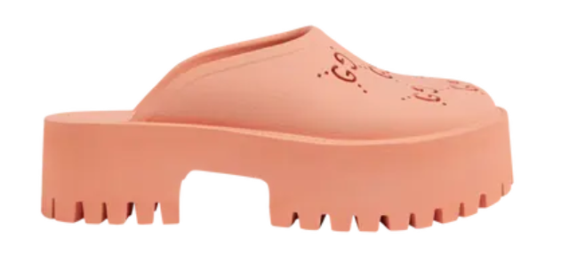 Gucci Wmns Platform Perforated G Sandal Peachy Chic