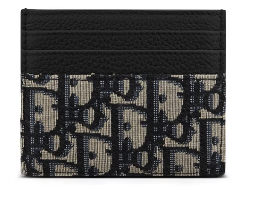 Dior Oblique Jacquard (6 Slot) Card Holder Beige Black