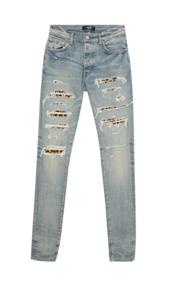 AMIRI Leopard Thrasher Skinny Fit Jeans Clay Indigo