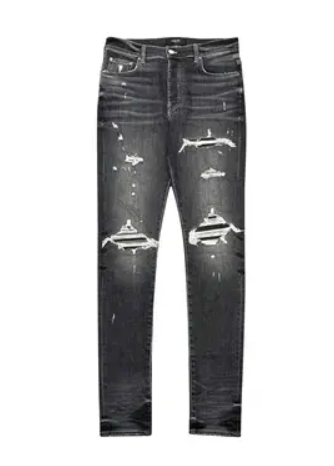 AMIRI MX1 Leather Storm Jeans Grey