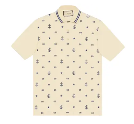 Gucci Anchor Embroidered Piqué Polo Off White