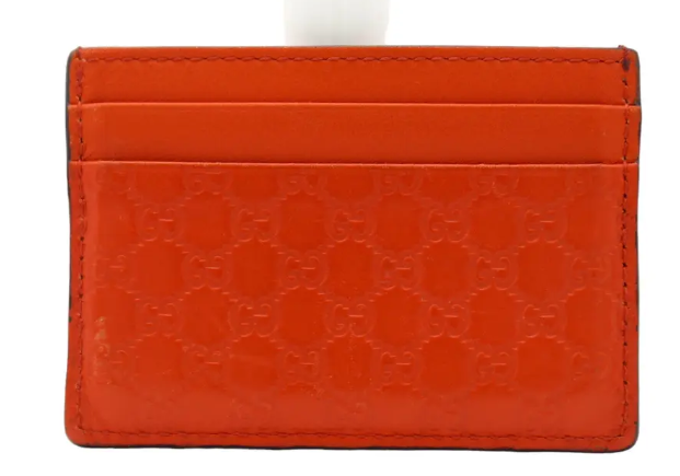 Gucci GG Logo Leather Card Holder Wallet Orange