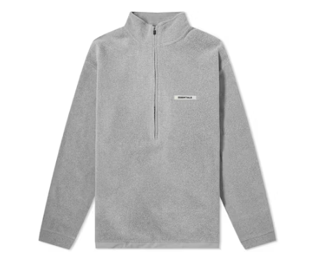 Fear of God Essentials Polar Fleece Half Zip Pullover Sweater Grey
