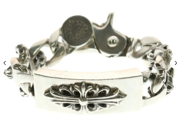 Chrome Hearts Floral Cross Link Clip Bracelet Silver