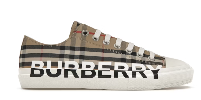 Burberry Logo Print Vintage Check Cotton Sneakers Archive Beige