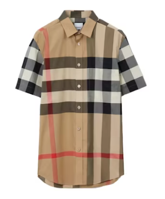 Burberry Check Short Sleeve Button Up Shirt Archive Beige