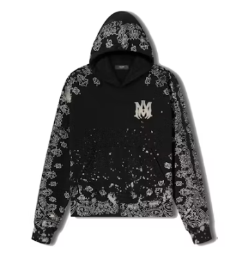 AMIRI Bandana Bleach All Over Hoodie Black