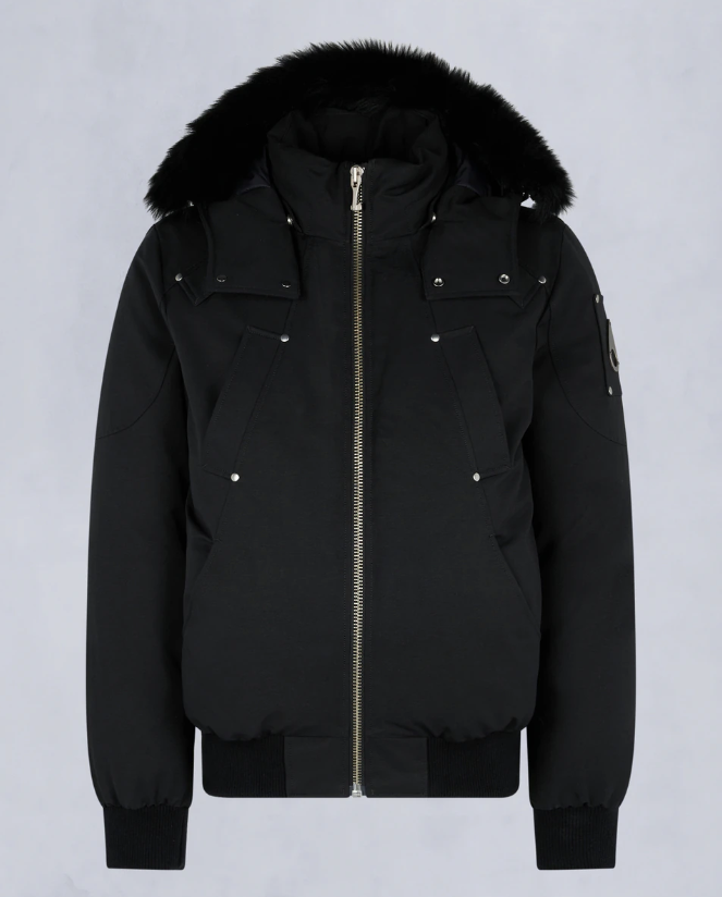 Moose Knuckles Original Ballistic Shearling Trim Bomber Jacket