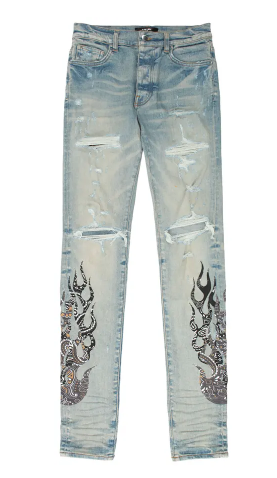 Amiri Bandana Flame Jean Clay Indigo Black