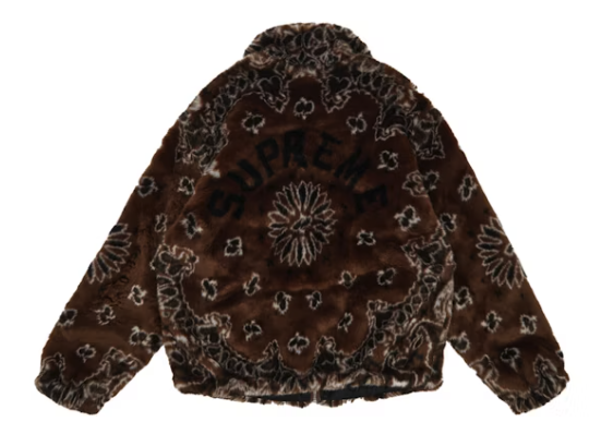 Supreme Bandana Faux Fur Bomber Jacket Brown