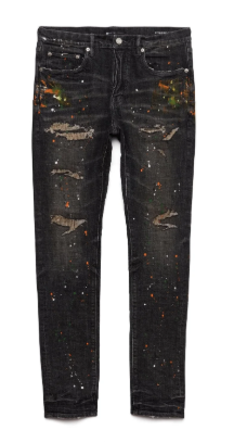 Purple Brand Grey Paint Distressed Jeans