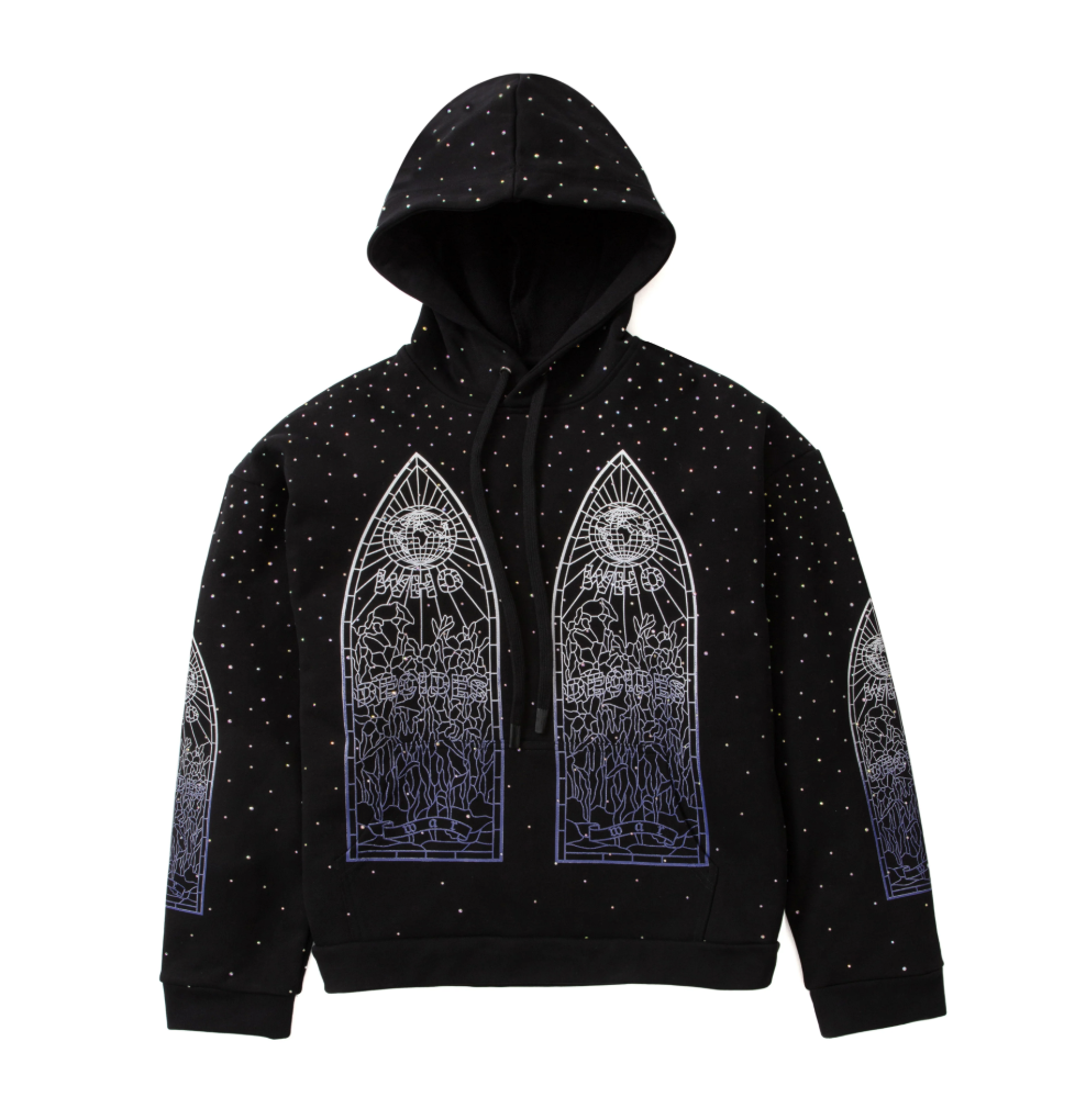 Who Decides War Rhinestone Hooded Pullover Coal