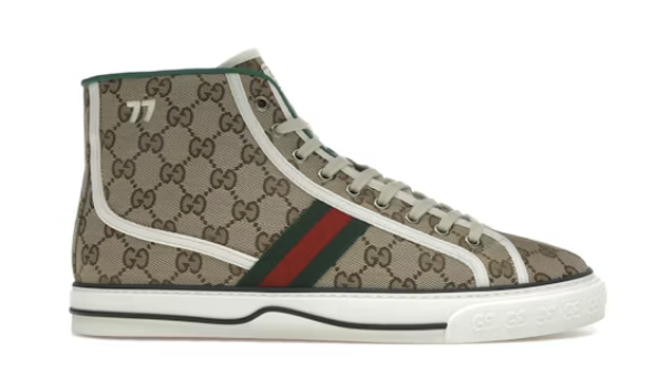 Gucci Tennis 1977 Canvas High Top Beige GG Print
