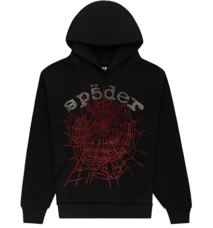 Sp5der Rhinestone OG Web V2 Hoodie Black