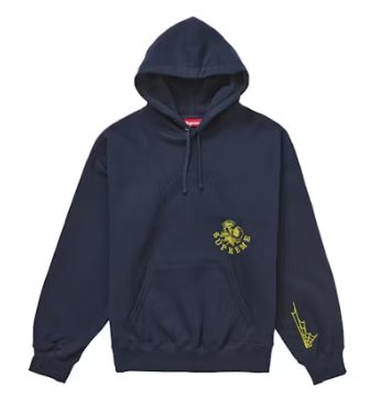 Supreme Wild Embroidered Hooded Sweatshirt Navy