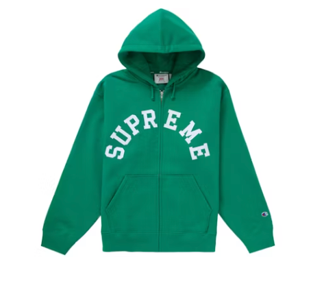 Supreme Champion Zip Up Hooded Sweatshirt Green