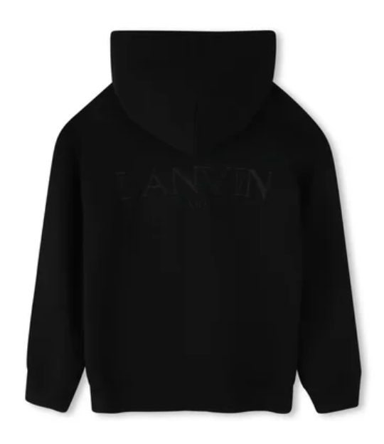 Lanvin Black Embroidered Logo Zip-Up Hoodie