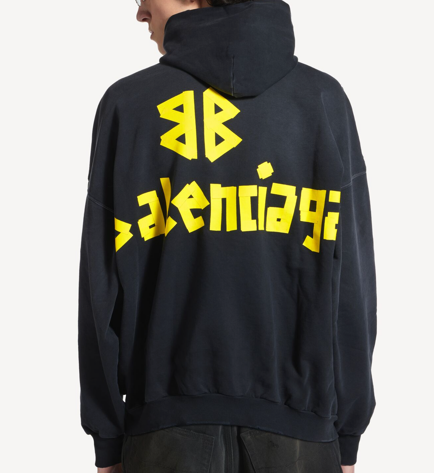 Balenciaga Tape Type Ripped Pocket Hoodie Oversized Navy