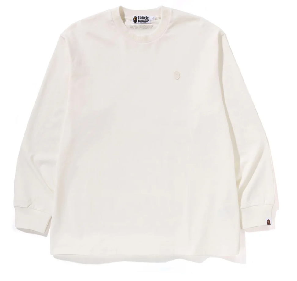 Bape One Point Relaxed Fit L/S Tee Ivory