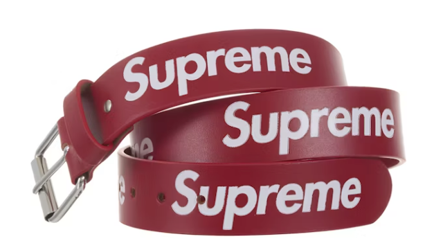 Supreme Repeat Leather Belt (FW25) Red