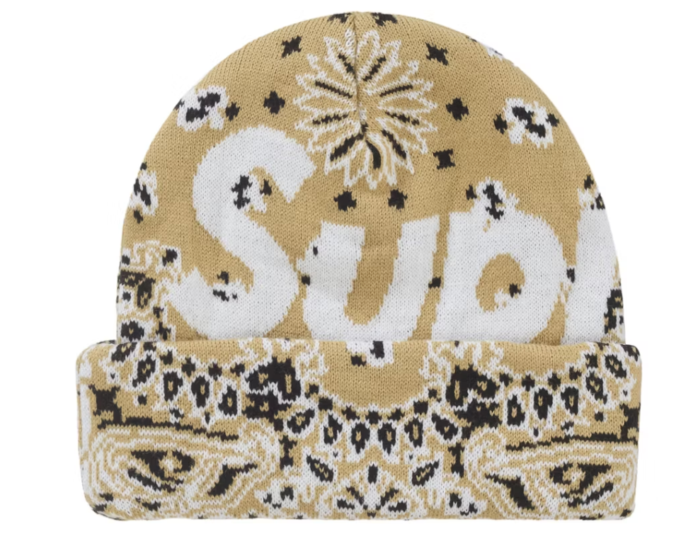 Supreme Bandana Big Logo Beanie Beige