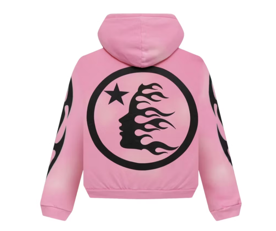 Hellstar Sports Flame Zip Up Hoodie Pink