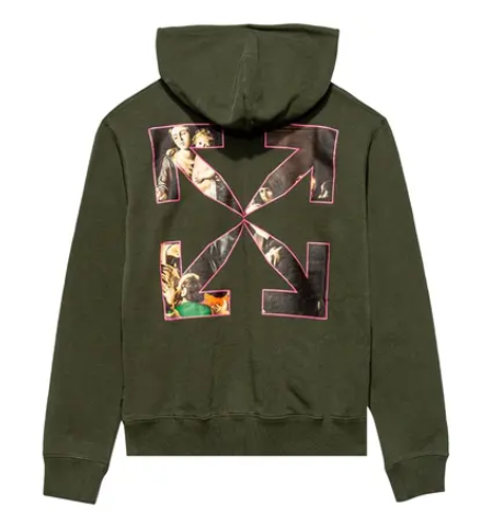Off-White Sprayed Caravaggio Slim Hoodie Green/White