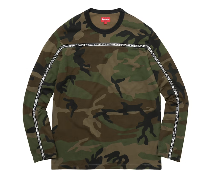 Supreme Tape Stripe L/S Pique Top Woodland Camo