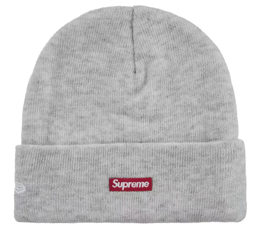 Supreme New Era Classic Logo Shop Beanie Heather Grey