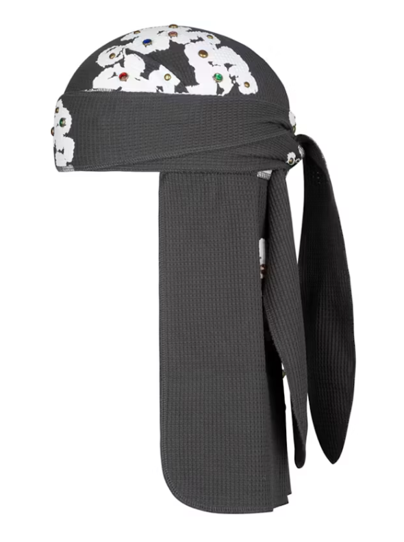 Denim Tears Rhinestone Cotton Wreath Durag Vintage Black