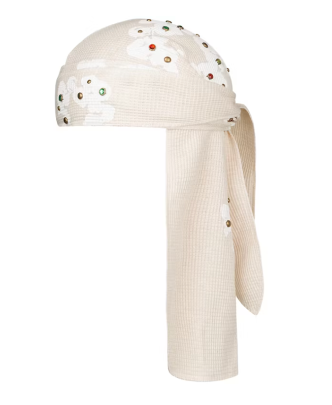 Denim Tears Rhinestone Cotton Wreath Durag Oatmeal