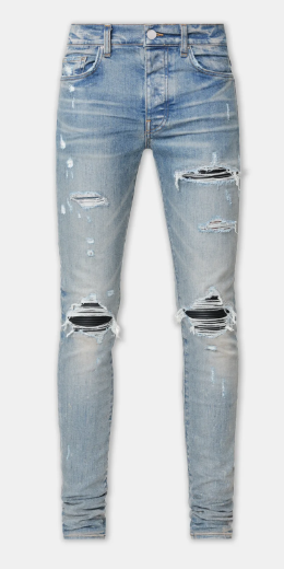 Amiri MX1 Black Suede Patch Jeans Clay Indigo