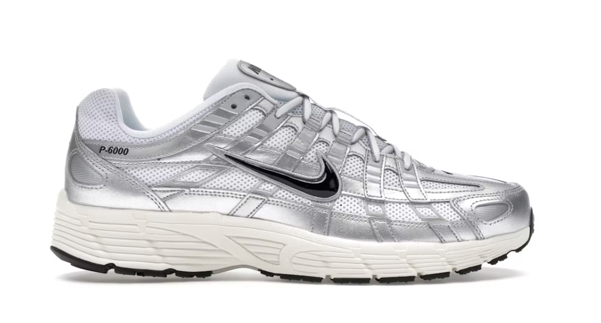 Nike P-6000 White Metallic Silver Flat Silver Black