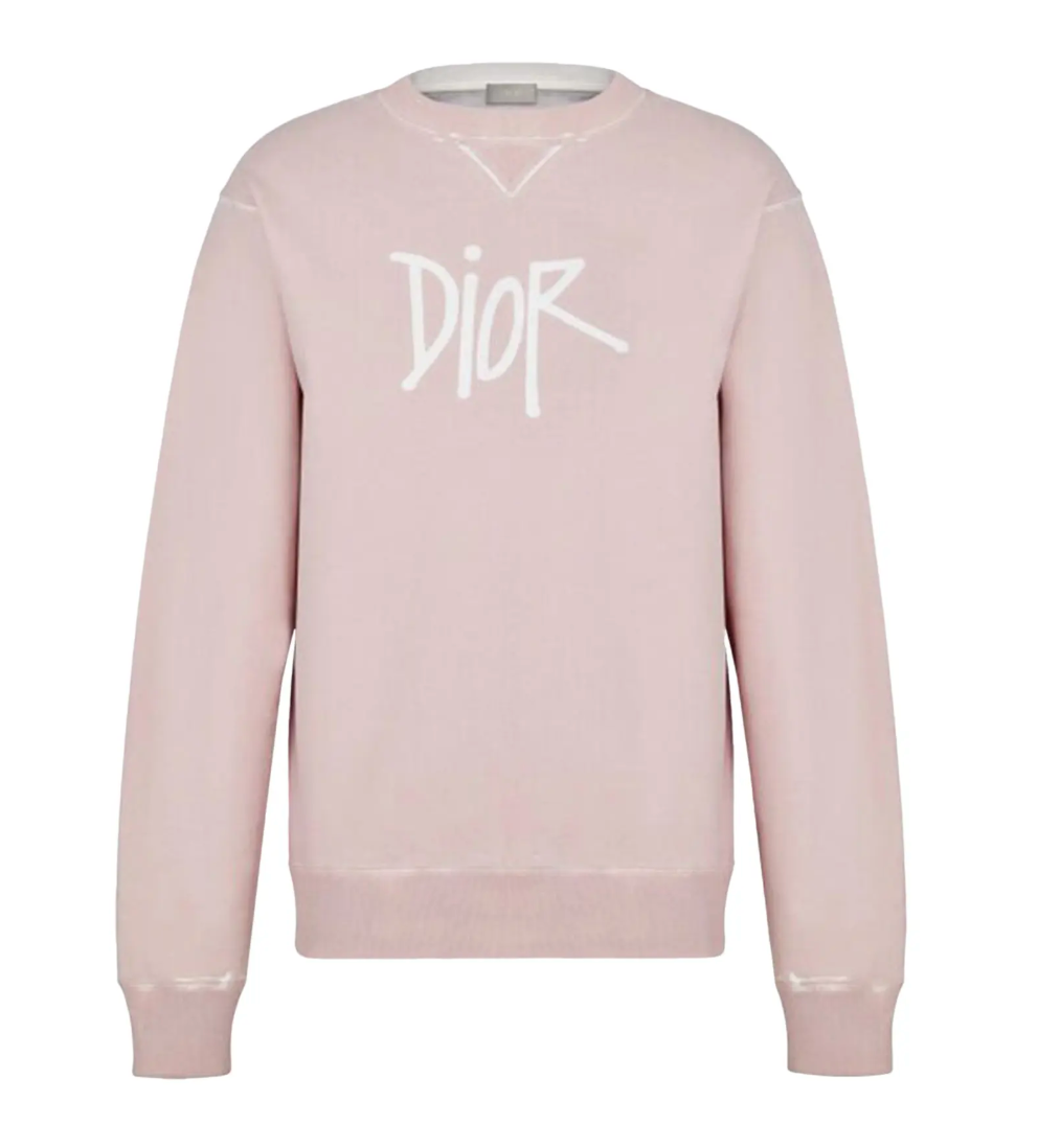 Dior x Shawn Stussy Bee Garment-Dyed Sweatshirt Pink