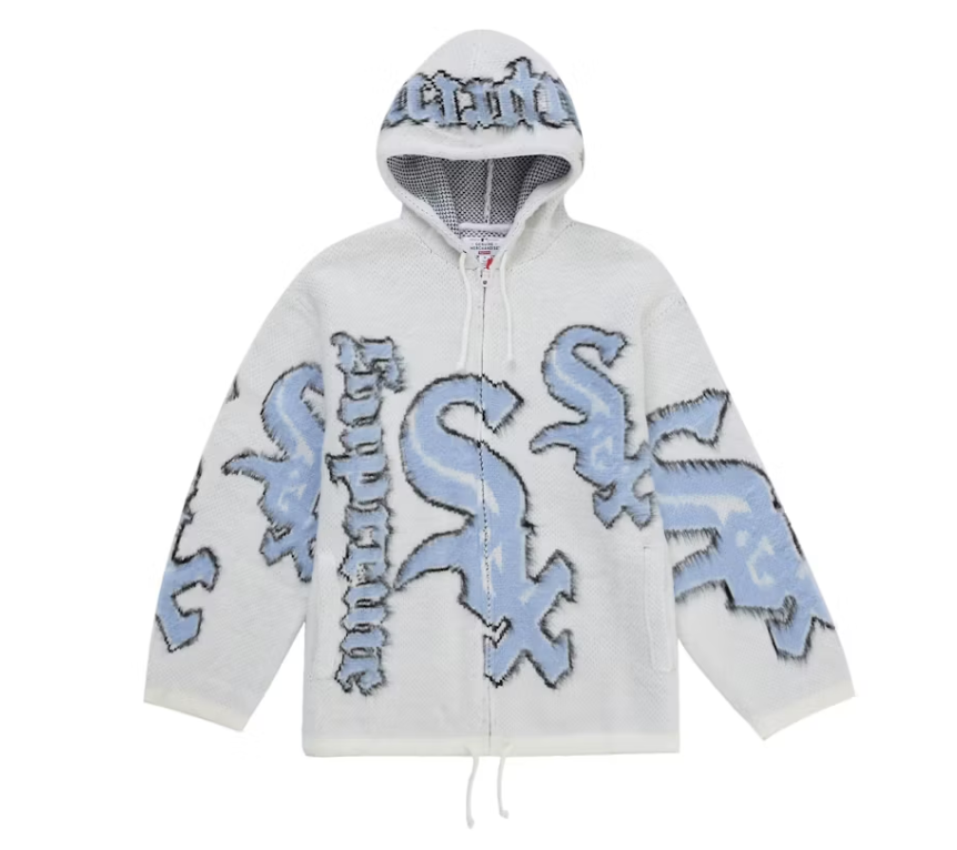 Supreme Chicago White Sox Zip Up Hooded Sweater White