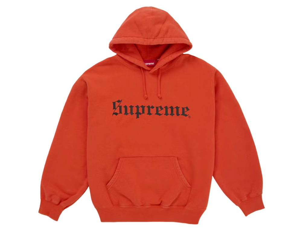Supreme Washed Old English Hooded Sweatshirt Orange