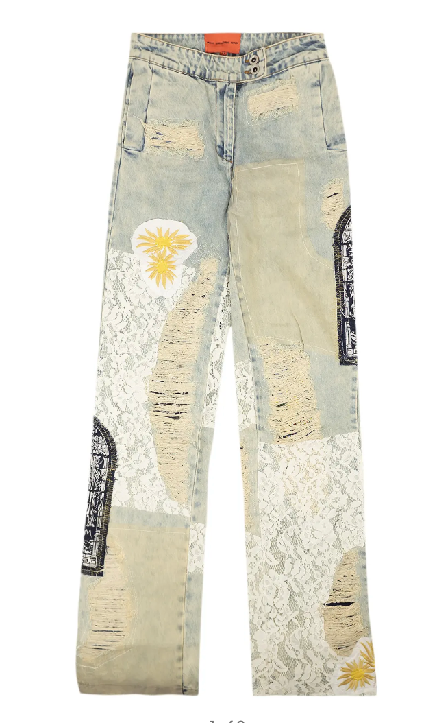 Who Decides War Hallowed Detail Denim Jeans Sky Blue