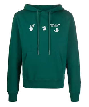 OFF-WHITE Slim Fit Big Logo Hoodie Dark Green/White